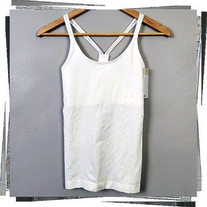 NWT: White Nylon / Spandex Blend Racerback Tank Top (S)